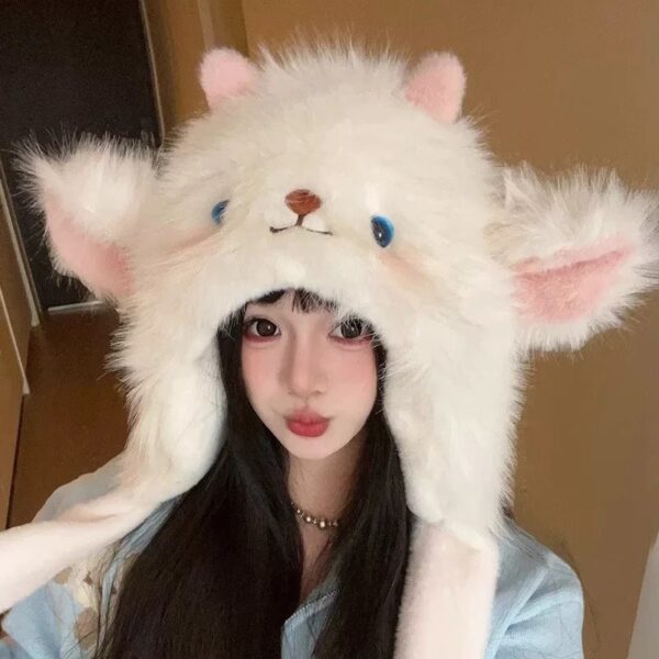 O1CN0197xlfV1pus9K7gYup_2215492865421-0-cib.jpg Cute Cartoon Butter Bear Plush Leefeng Hat For Women In Winter Warmth And Deepening Ear Protection Riding Photo Pullover Hat