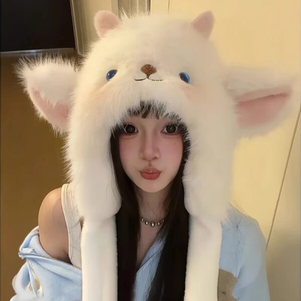 O1CN01i69q4z1pus9Jm2DSH_2215492865421-0-cib.jpg Cute Cartoon Butter Bear Plush Leefeng Hat For Women In Winter Warmth And Deepening Ear Protection Riding Photo Pullover Hat