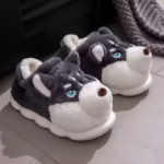 Men & Women Cartoon Dog Cotton Slippers | Warm Plush Indoor Shoes UK