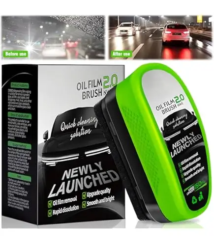 Buy Automotive Car Oil Film Cleaning Brush with 150ml Glass Oil Film Remover for Windshield & Windows